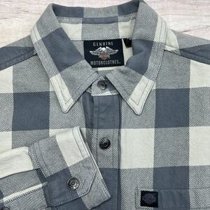 Harley Davidson Men's #1‎ Logo Plaid Button Downs Shirt Long Sleeve Sz M Gray